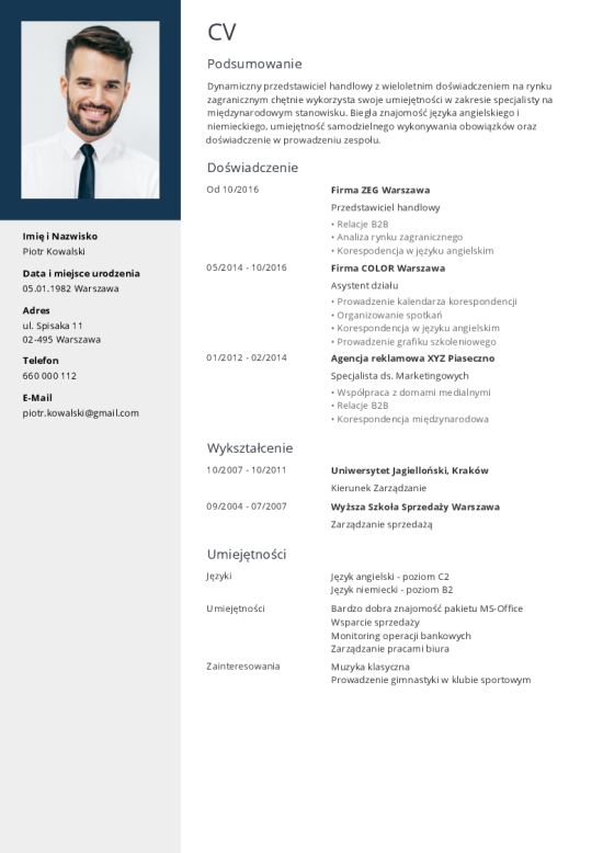 Szablon CV z paskiem po lewej stronie