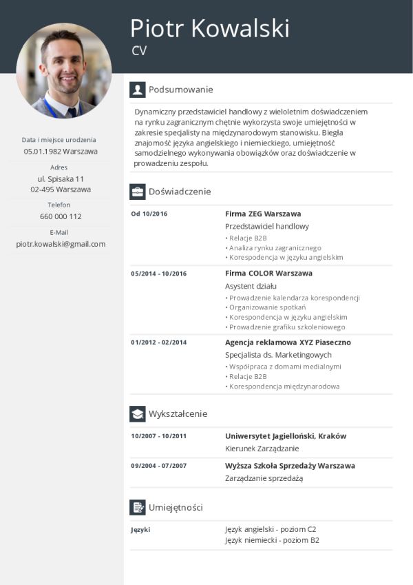 Szablon CV z nagłówkiem